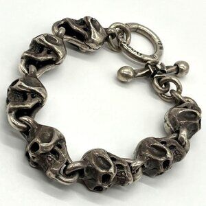 Travis Walker Double Cross 1999 Large 7 Skull Bracelet Sterling .925